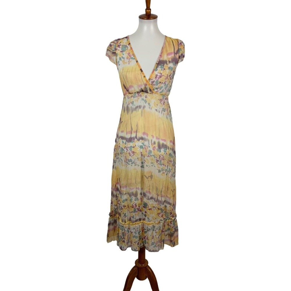 Louise Orop Sheer Cover Up Dress Small Short‎ Sleeve Boho Resort